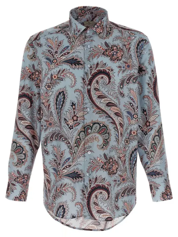 Floral Paisley Cotton shirt ETRO Light Blue