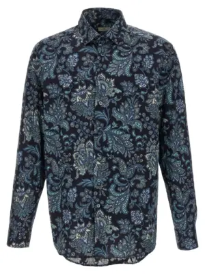 Floral Paisley Cotton shirt ETRO Blue