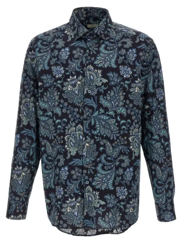 Floral Paisley Cotton shirt ETRO Blue
