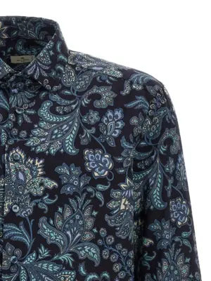 Floral Paisley Cotton shirt Man ETRO Blue