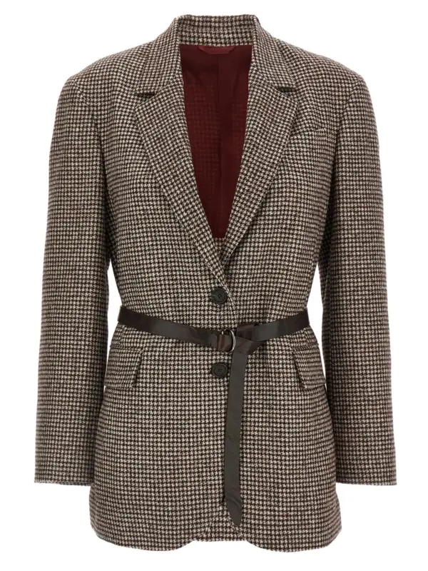 Houndstooth blazer BRUNELLO CUCINELLI Brown