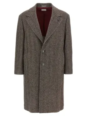 Single-breasted cashmere coat BRUNELLO CUCINELLI Brown