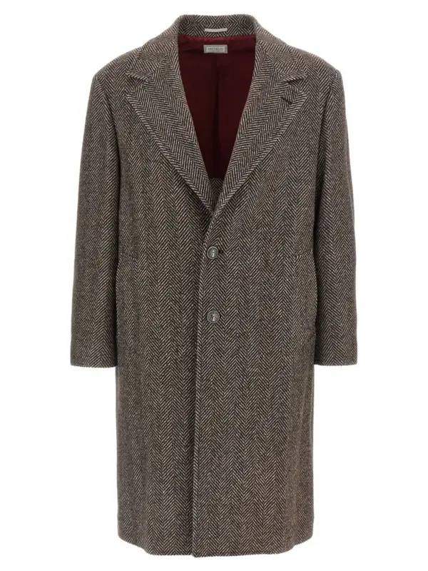 Single-breasted cashmere coat BRUNELLO CUCINELLI Brown
