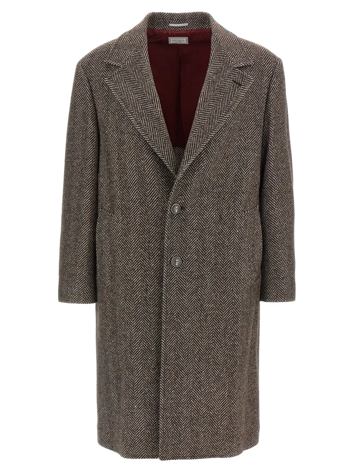 Пальто Brunello Cucinelli однобортне з кашеміру Коричневе 1 Single-breasted cashmere coat BRUNELLO CUCINELLI Brown