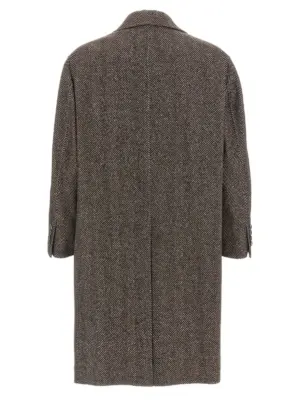 Single-breasted cashmere coat MV4059155KC110 BRUNELLO CUCINELLI Brown