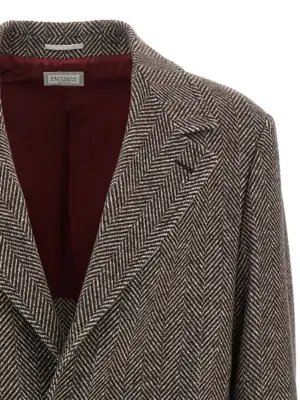 Single-breasted cashmere coat Man BRUNELLO CUCINELLI Brown