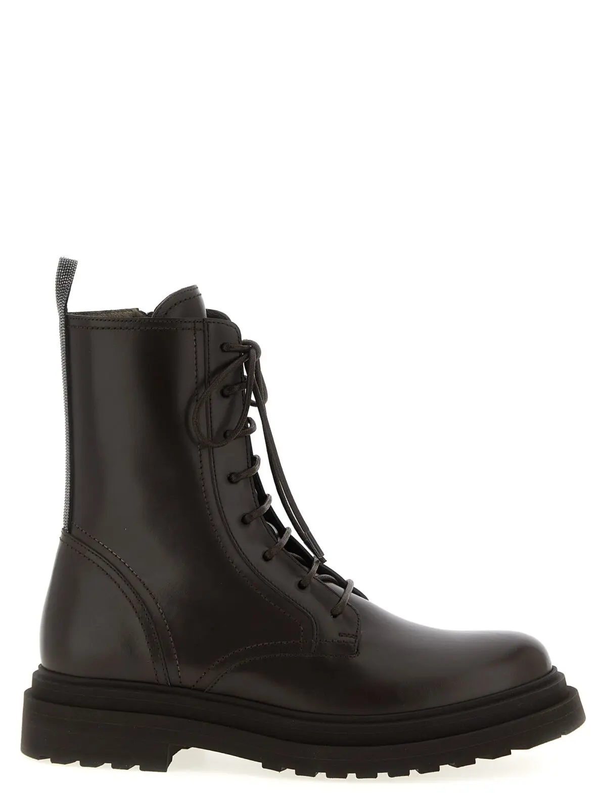 Черевики Shiny Loop Detail combat Brunello Cucinelli Коричневі 1 'Shiny Loop Detail' combat boots BRUNELLO CUCINELLI Brown