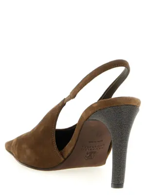 'Precious Heels' slingback Woman BRUNELLO CUCINELLI Brown