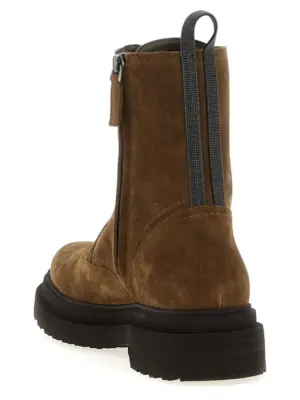 Suede combat boots Monile Woman BRUNELLO CUCINELLI Brown