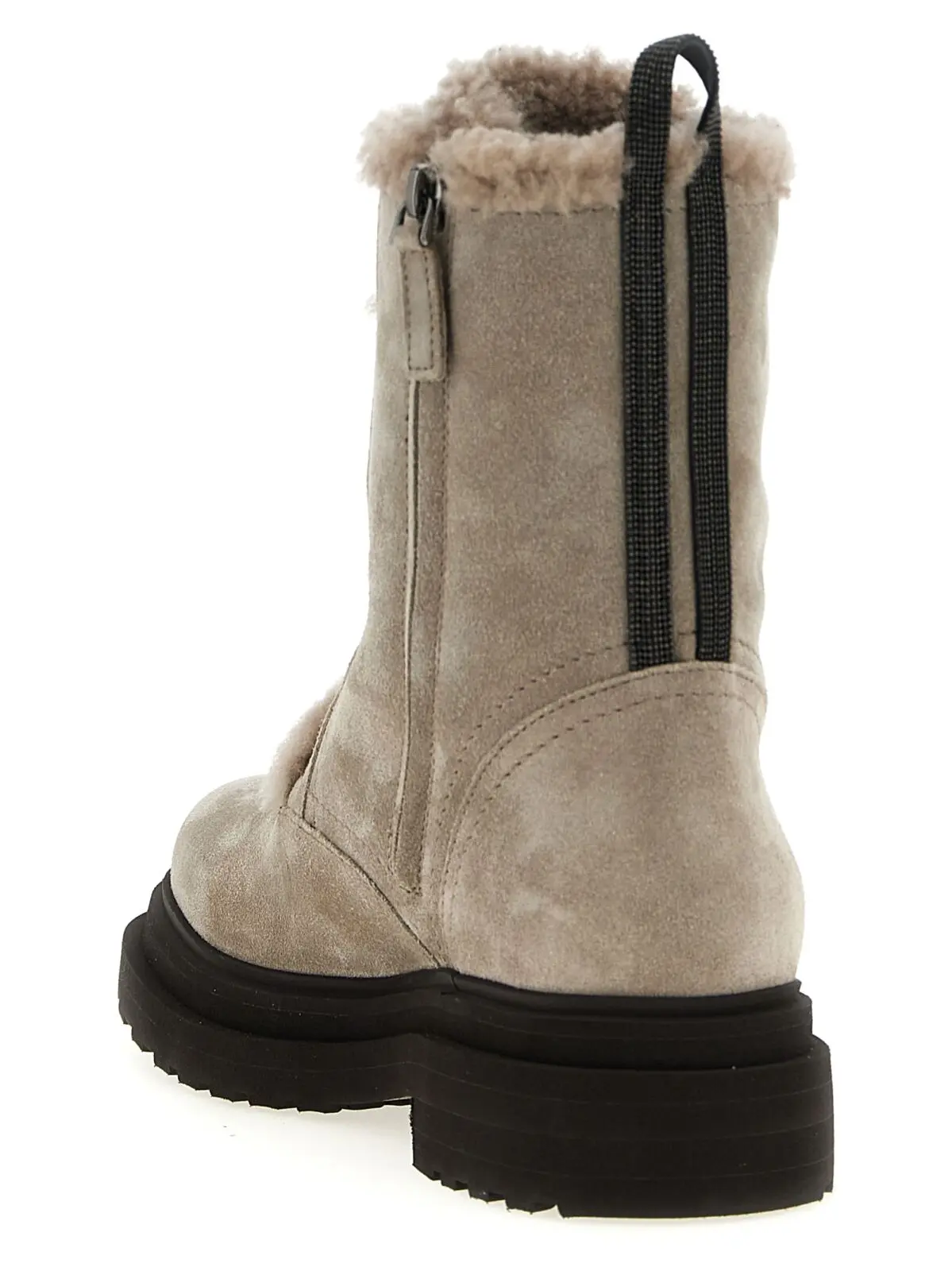 Черевики Brunello Cucinelli Suede combat boots Monile Сірі 3 Suede combat boots Monile Woman BRUNELLO CUCINELLI Gray