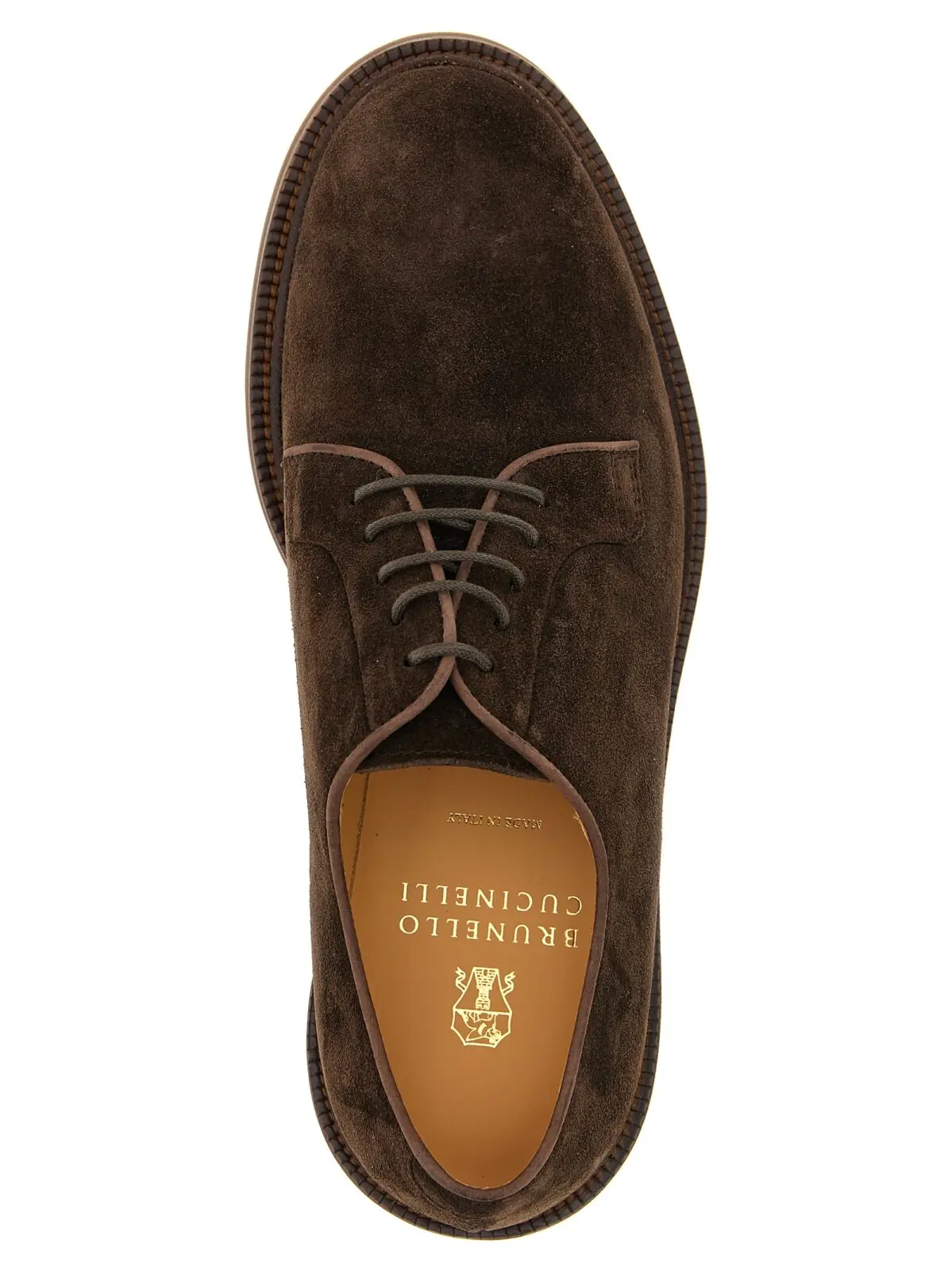 Дербі Brunello Cucinelli замшеві Коричневі 4 Suede derby 100% calfskin leather (Bos Taurus) BRUNELLO CUCINELLI Brown
