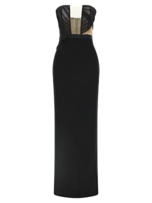 'Corsetted Draped Maxi' dress NENSI DOJAKA Black
