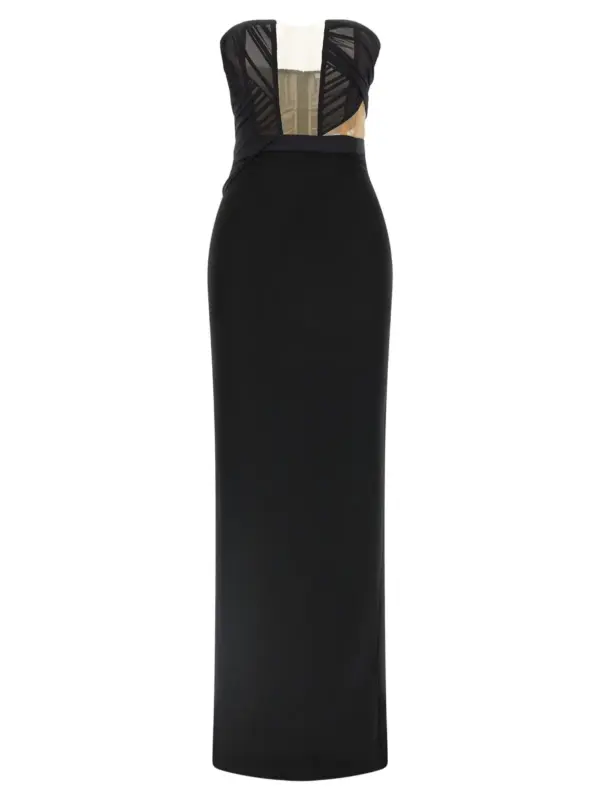'Corsetted Draped Maxi' dress NENSI DOJAKA Black