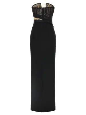'Corsetted Draped Maxi' dress NDDR2673501100BLACK NENSI DOJAKA Black