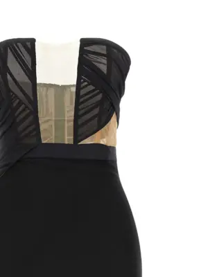 'Corsetted Draped Maxi' dress Woman NENSI DOJAKA Black