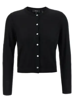 Wool cropped cardigan THEORY Black
