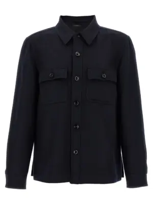 'Double Splittable Light Wool' overshirt TOM FORD Blue