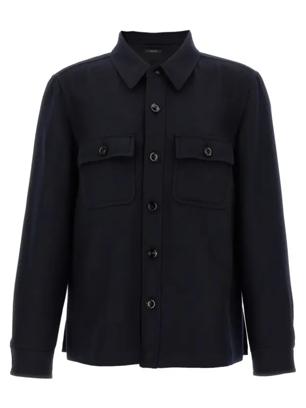 'Double Splittable Light Wool' overshirt TOM FORD Blue