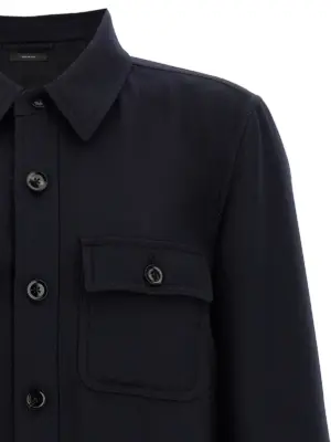 'Double Splittable Light Wool' overshirt Man TOM FORD Blue