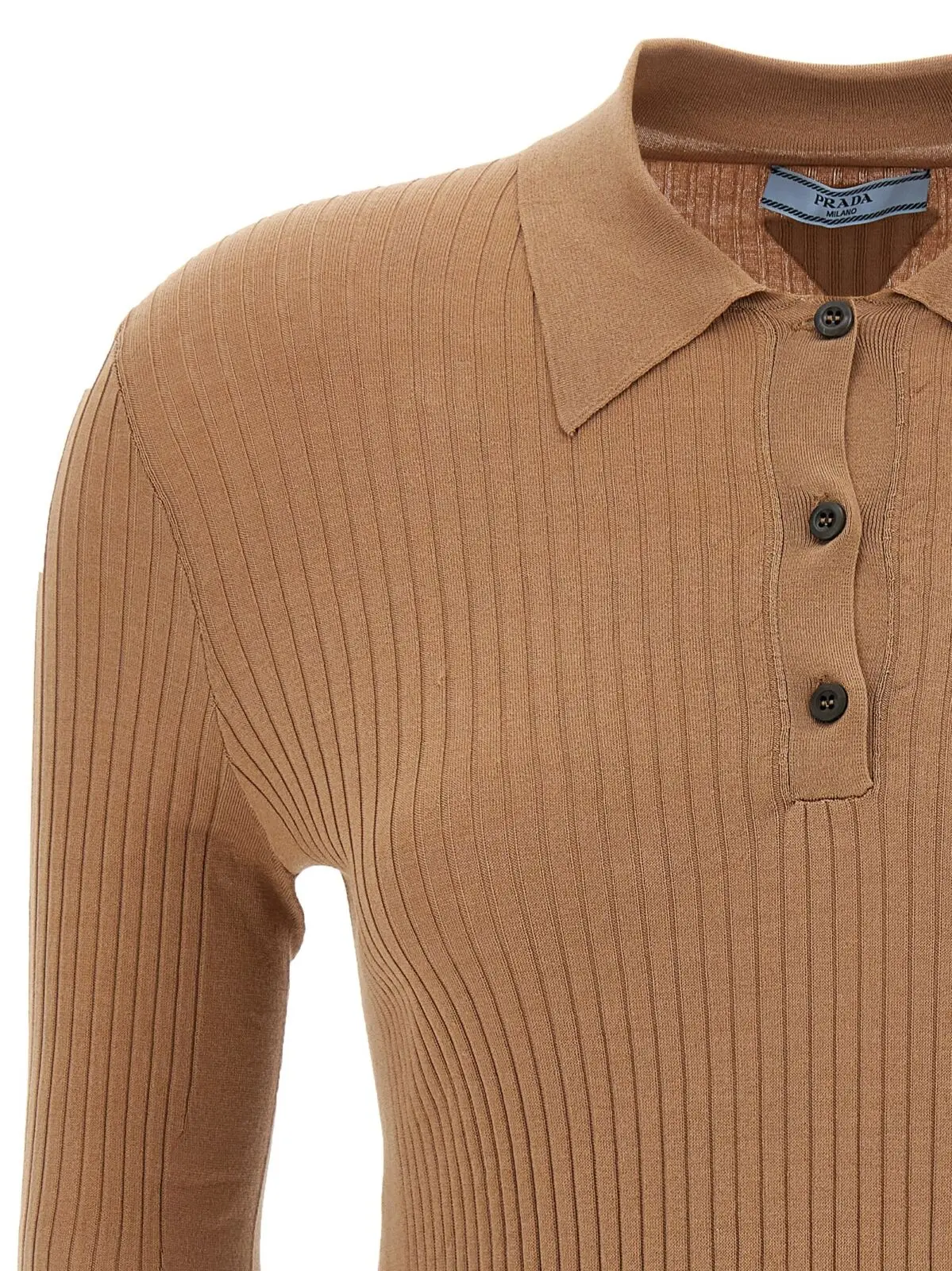 Поло в’язане Prada Бежеве 3 Knitted polo shirt Woman PRADA Beige