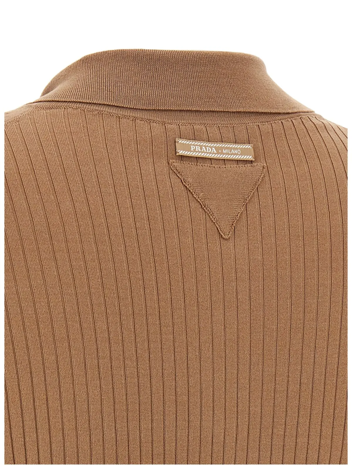 Поло в’язане Prada Бежеве 4 Knitted polo shirt 83% cotton 16% polyamide 1% elastane PRADA Beige