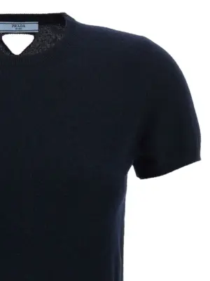 Cut-out logo sweater Woman PRADA Blue