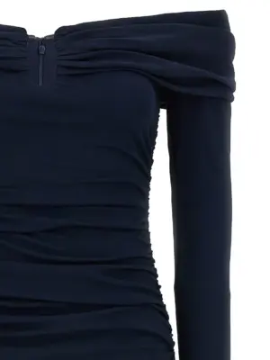 'Off-Shoulder 3/4 SLV Ruched Midi' dress Woman CAROLINA HERRERA Blue