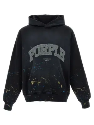 Embroidery hoodie PURPLE Black
