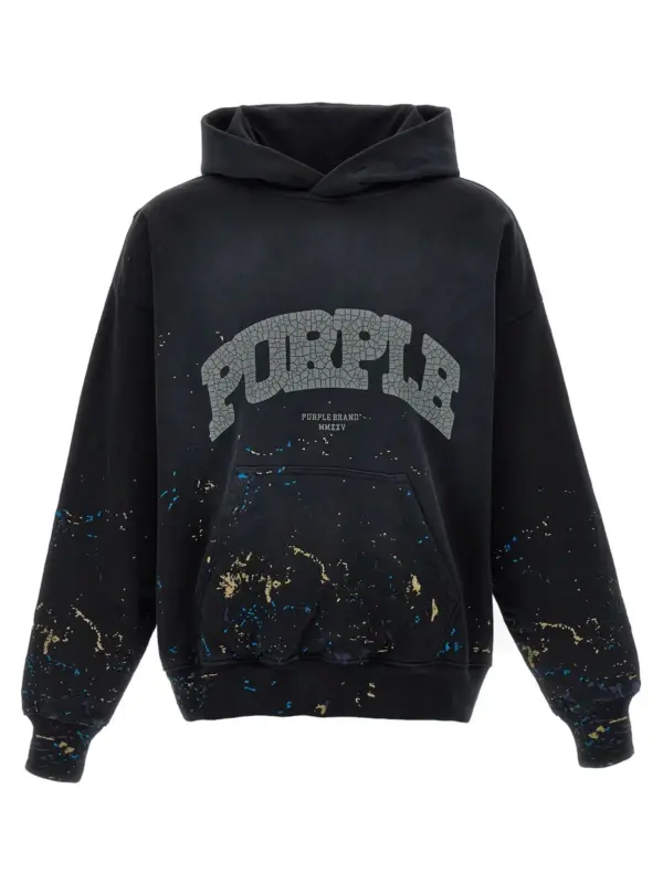 Embroidery hoodie PURPLE Black