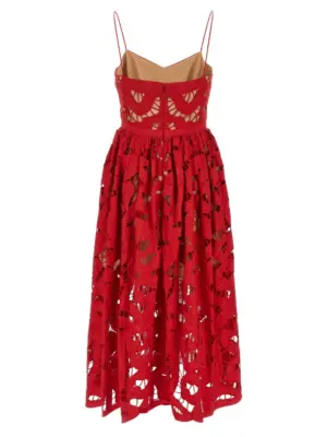 'Red Bow Embroidered Midi' dress PF25013MRRED SELF PORTRAIT Red