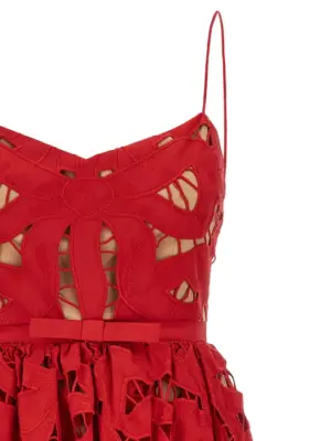 'Red Bow Embroidered Midi' dress Woman SELF PORTRAIT Red