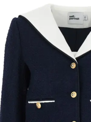 'Navy Boucle Contrast Collar' blazer Woman SELF PORTRAIT Blue