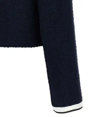 'Navy Boucle Contrast Collar' blazer 40% polyester 26% acrylic 24% wool 10% polyamide SELF PORTRAIT Blue