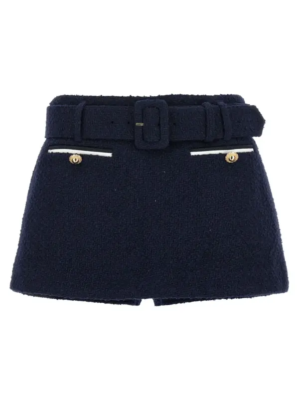 Bouclé wool skort SELF PORTRAIT Blue
