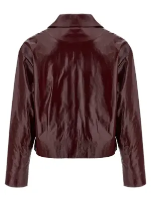 Craqué leather jacket PF25091JBUBURGUNDY SELF PORTRAIT Bordeaux
