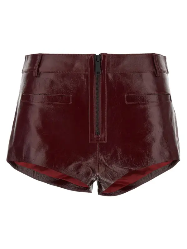 Craqué leather shorts SELF PORTRAIT Bordeaux
