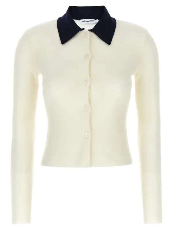 'Cream Merino Wool' cardigan SELF PORTRAIT White