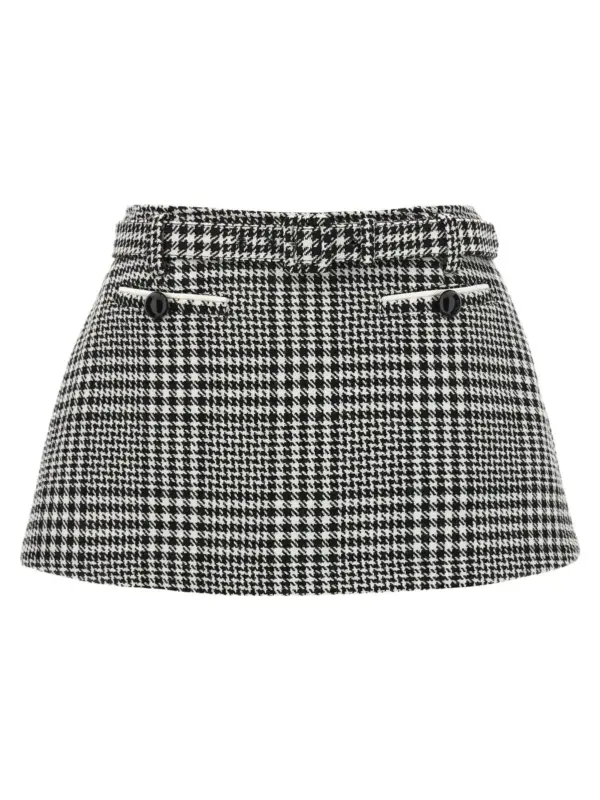 Bouclé wool skort SELF PORTRAIT White/Black