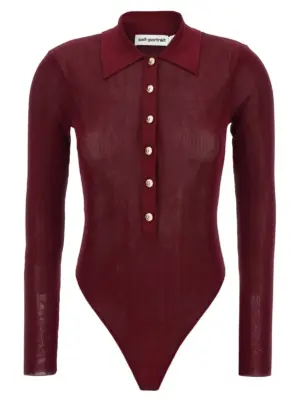 Viscose knit bodysuit SELF PORTRAIT Bordeaux