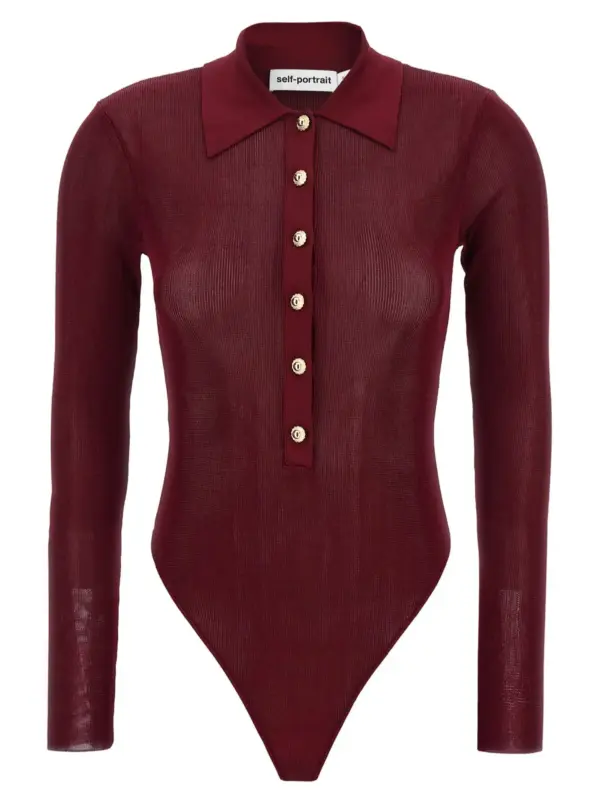 Viscose knit bodysuit SELF PORTRAIT Bordeaux