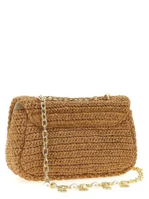 'Raffia bow charm' shoulder bag PF25310BRBROWN SELF PORTRAIT Beige