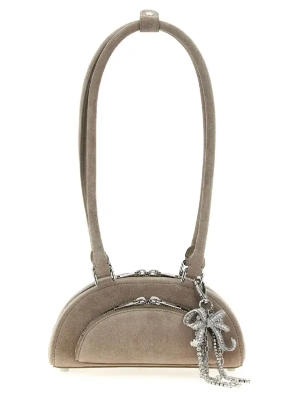 'Suede mini with charm' shoulder bag SELF PORTRAIT Gray