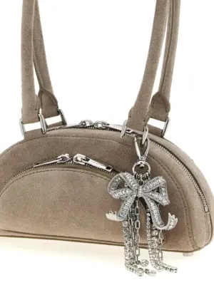 'Suede mini with charm' shoulder bag Woman SELF PORTRAIT Gray
