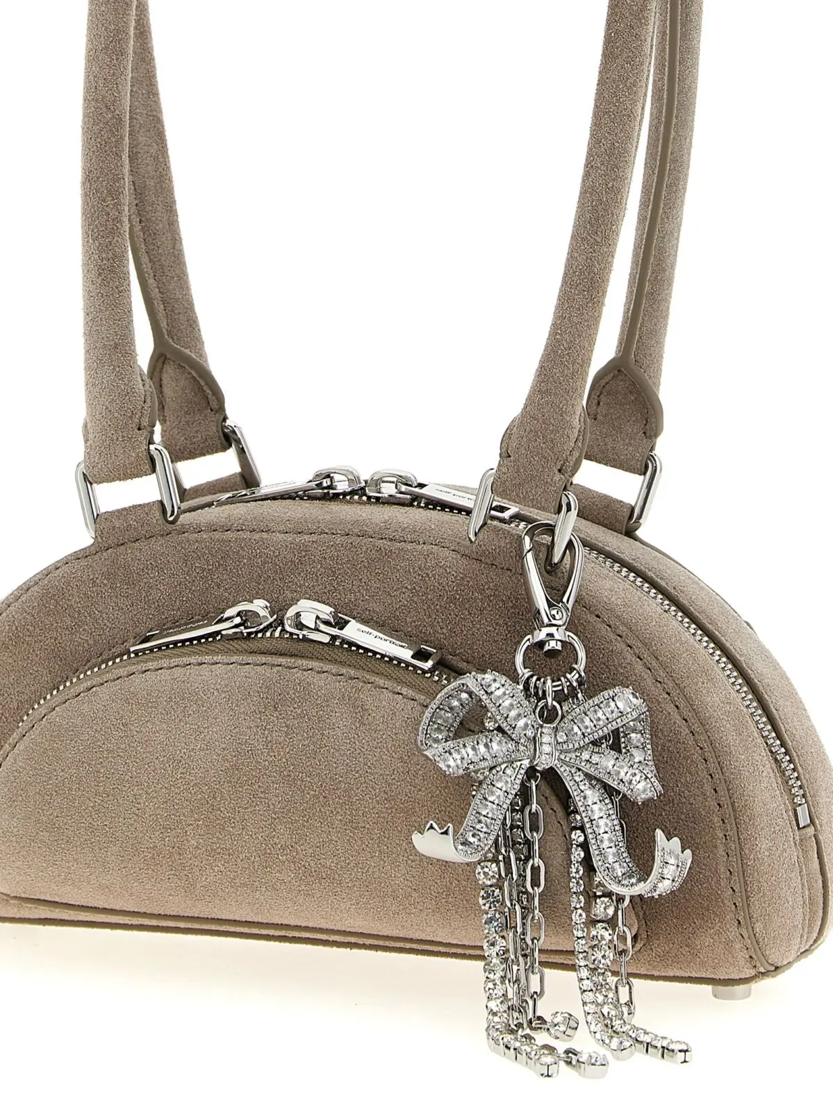Сумка крос-боді Self Portrait Suede mini with charm Сіра 3 'Suede mini with charm' shoulder bag Woman SELF PORTRAIT Gray