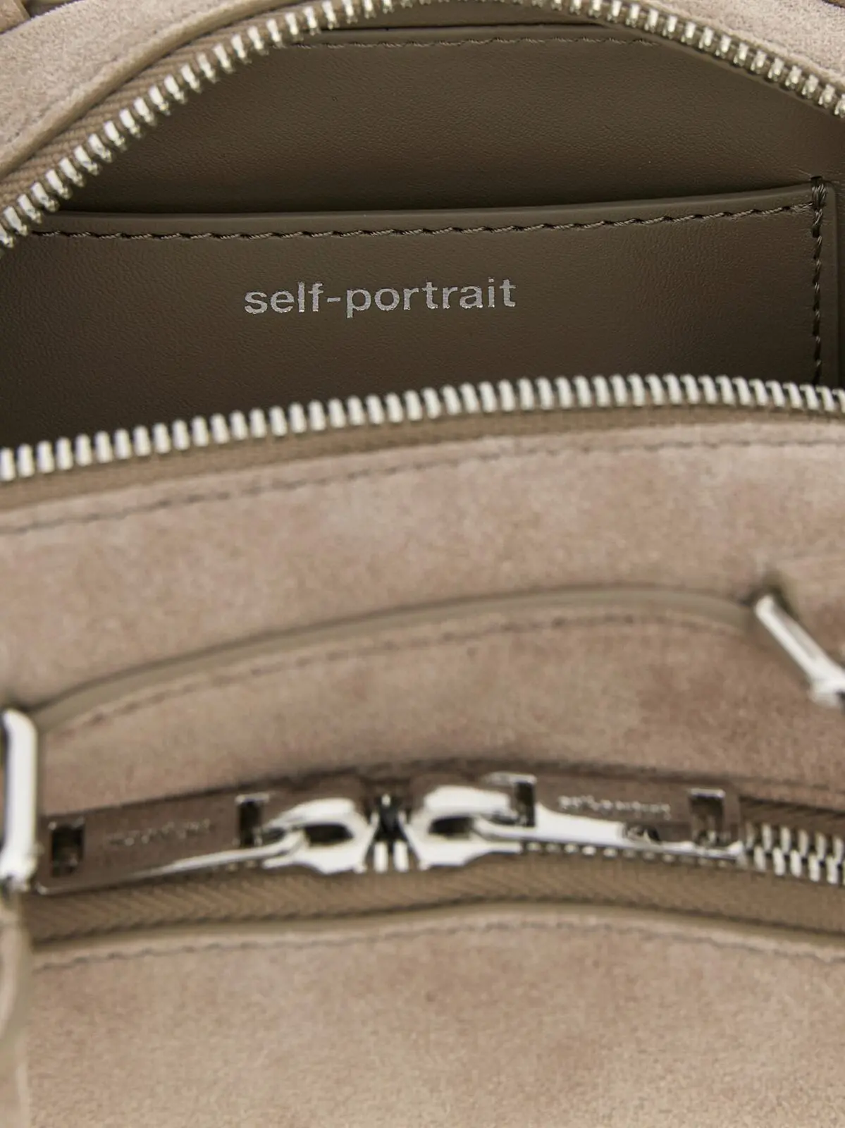 Сумка крос-боді Self Portrait Suede mini with charm Сіра 4 'Suede mini with charm' shoulder bag 100% lamb leather (Ovis aries) SELF PORTRAIT Gray