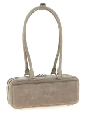 'Tan suede baguette with charm' shoulder bag PF25315AGRGREY SELF PORTRAIT Gray