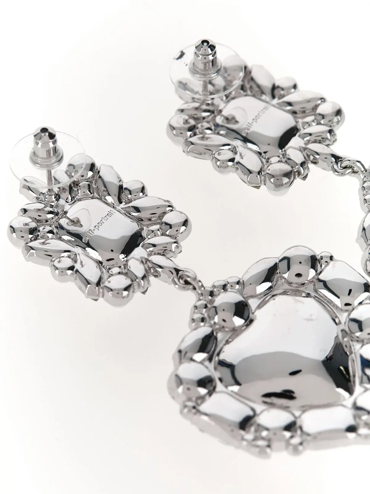 Сережки Self Portrait Crystal Pearl Tiered Heart Срібні 2 'Crystal Pearl Tiered Heart' earrings PF25600ESLSILVER SELF PORTRAIT Silver