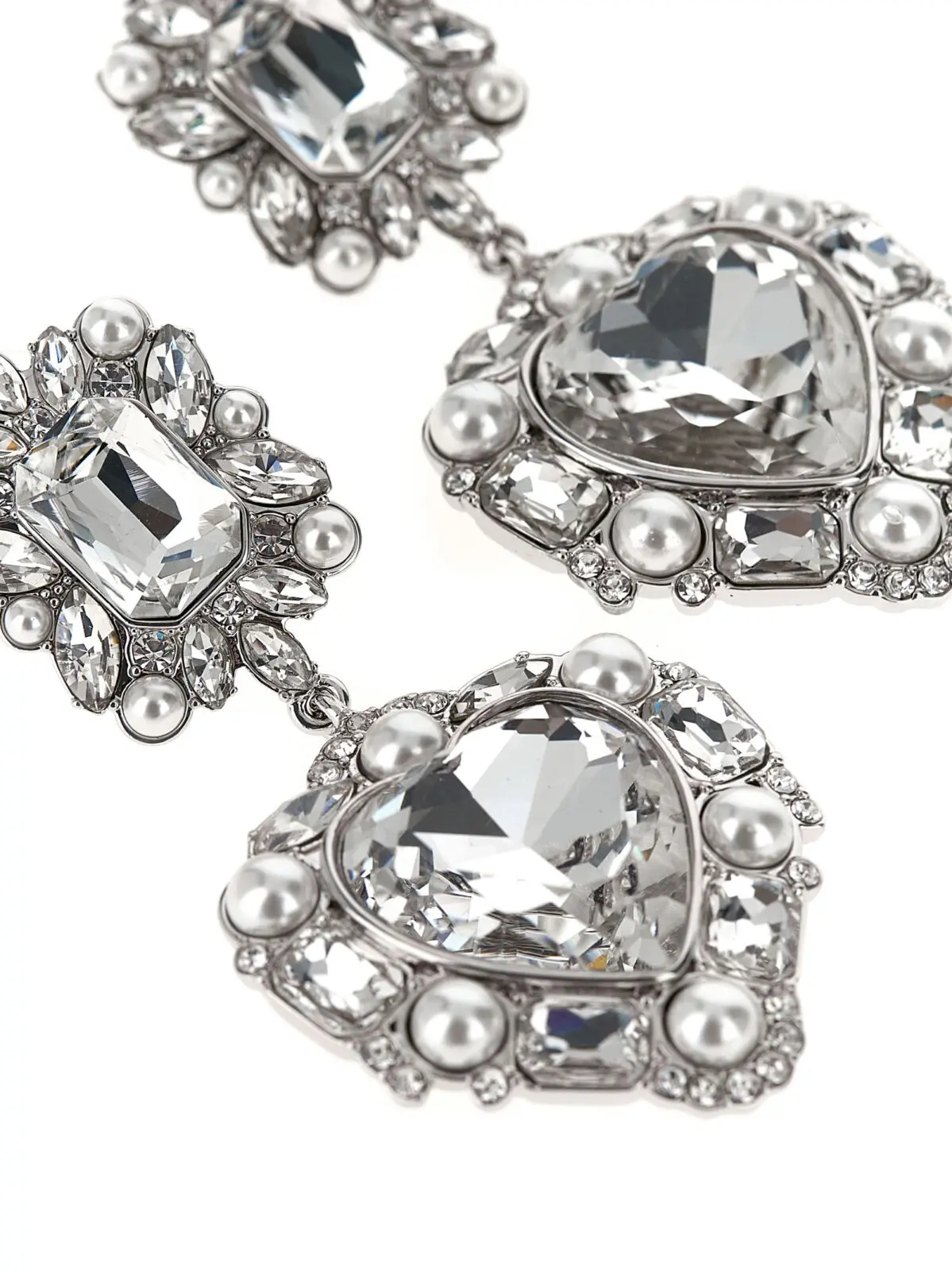 Сережки Self Portrait Crystal Pearl Tiered Heart Срібні 3 'Crystal Pearl Tiered Heart' earrings Woman SELF PORTRAIT Silver