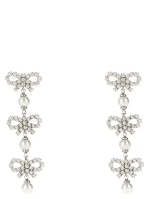 'Micro Bow Pearl Tiered' earrings SELF PORTRAIT White