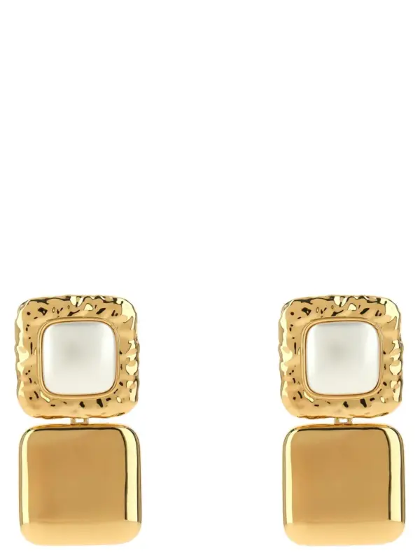 'Mottled Gold Pearl Tiered' earrings SELF PORTRAIT Gold